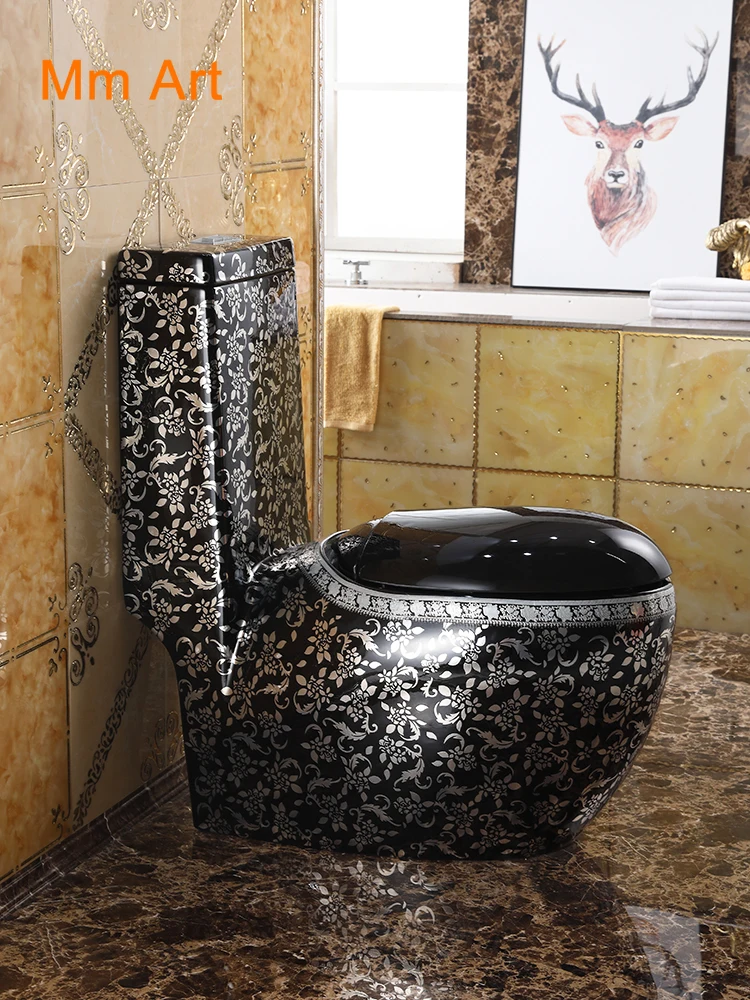 Silver toilet, black toilet, super swirling retro toilet, deodorant household creative ceramic toilet