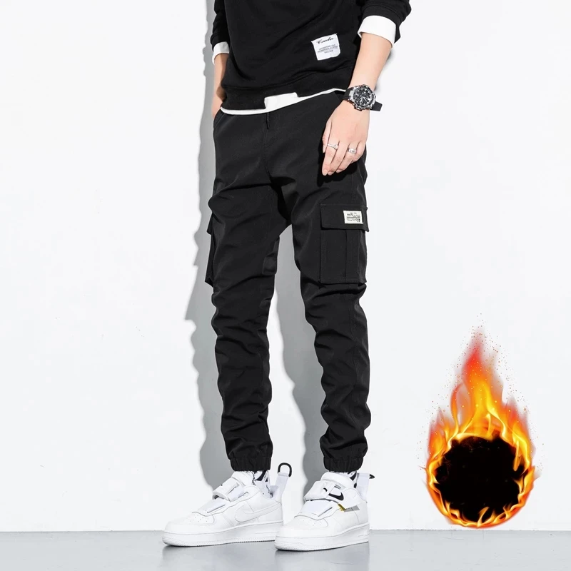 Winter Thick Warm Fleece Cargo Pants Men New Streetwear Plus Size Black Joggers Male Casual Thermal Trousers 6XL 7XL 8XL