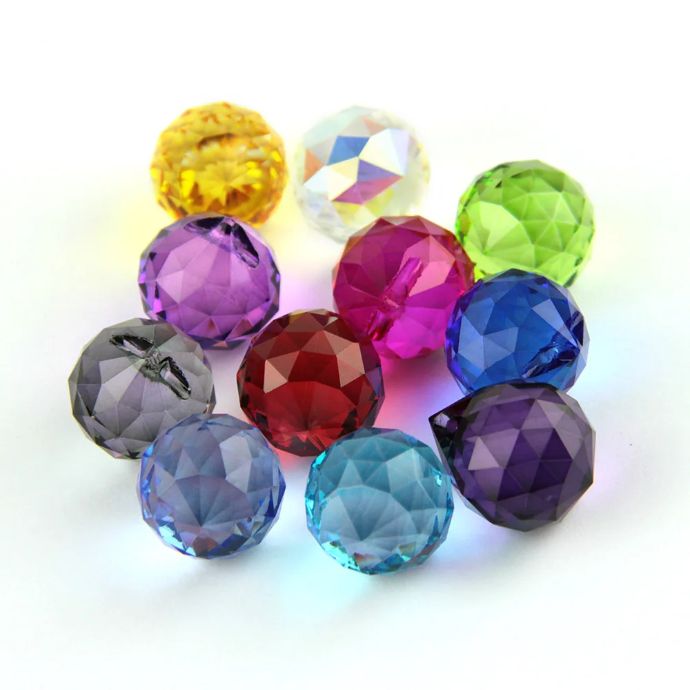 15mm Crystal Faceted Ball 1 Piece Different Color Glass Lighting Prisms Wedding Decorations Chandelier