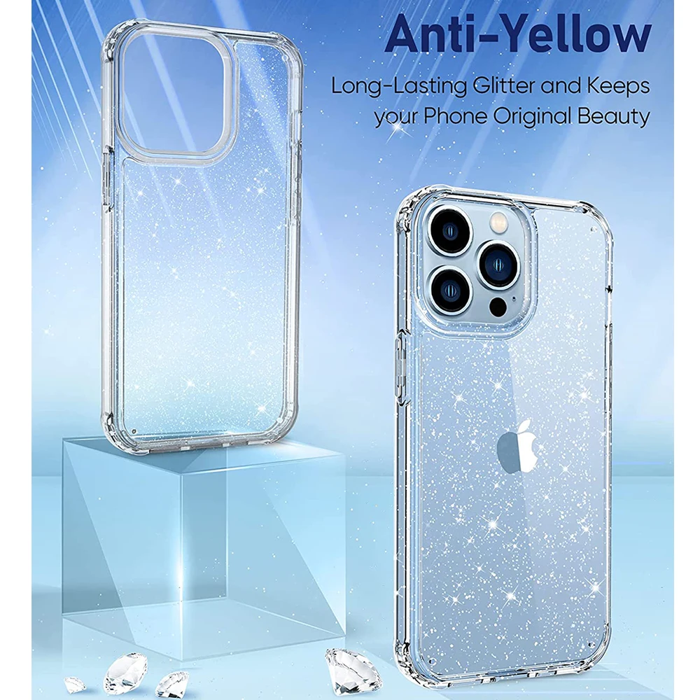 Luxury Glitter Clear Phone Case For iPhone 17 Air 16 16E 15 13 Pro Max 14 Plus 12 Mini 11 XS 8 SE 2022 2020 16Pro Silicone Cover - náhled 5