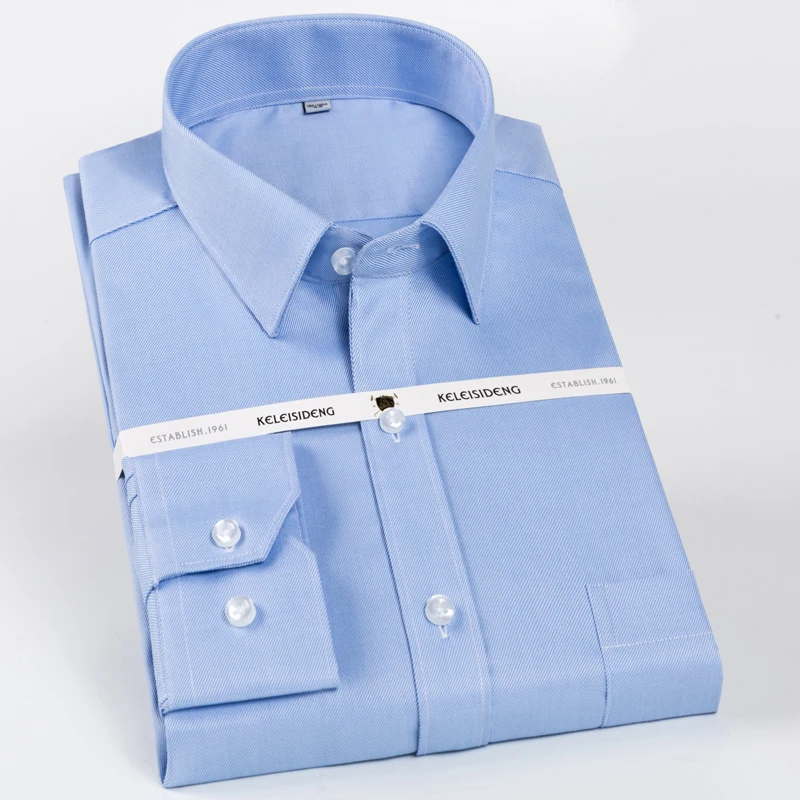 Camisas de vestir clásicas de manga larga para hombre, Camisa de algodón puro a rayas sin hierro, cuello extraíble, se mantiene Formal, negocios,