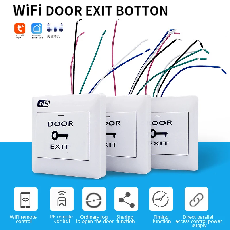 NEW Tuya Door Exit Wifi Type 86 Smart Access Control Switch Support Rf433 Remote Button APP Control Work With Tuya Smart Life