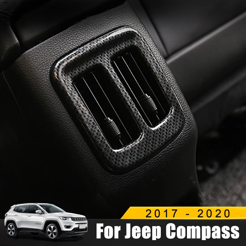 For Jeep Compass 2017 2018 2019 2020 Chrome Rear Air Conditioner Vent Cover AC Outlet Frame Trim Car Outer Interior Accessories