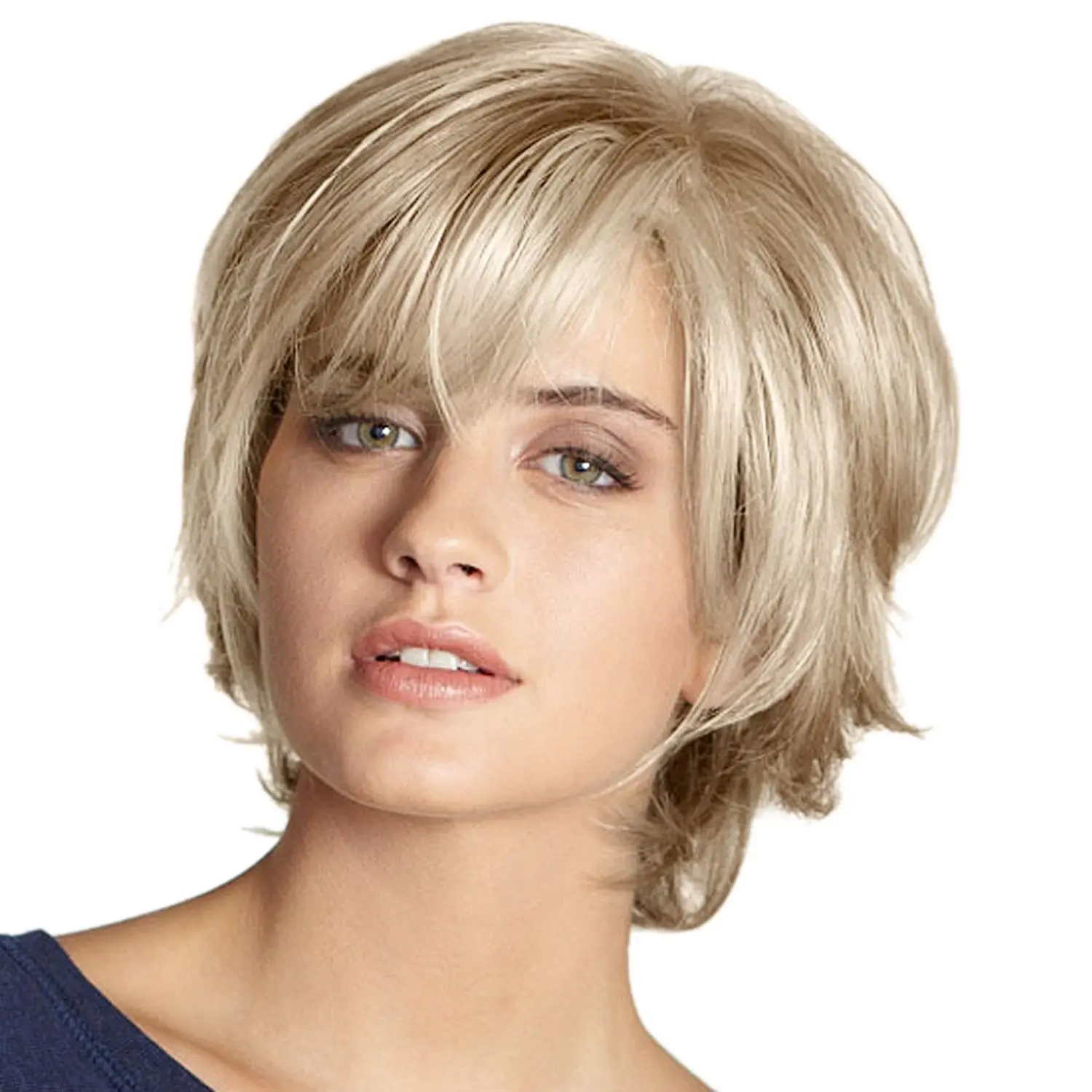 Short Blonde Straight Wig Synthetic Hair New Fashion Temperament European and American Wigs Cosplay Hairs