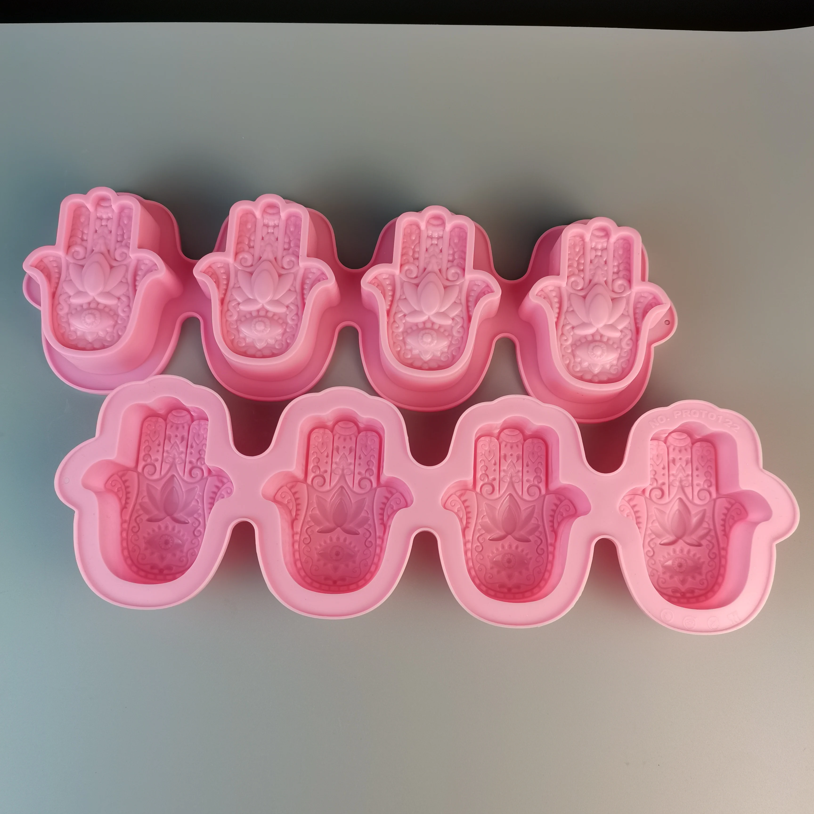 PRZY 4 Cavities HAMSA Lotus In The Palm Silicone Soap Mold Khamsah DIY Mold Silicone For Soap Making Hand Of Fatima Mascot Mold