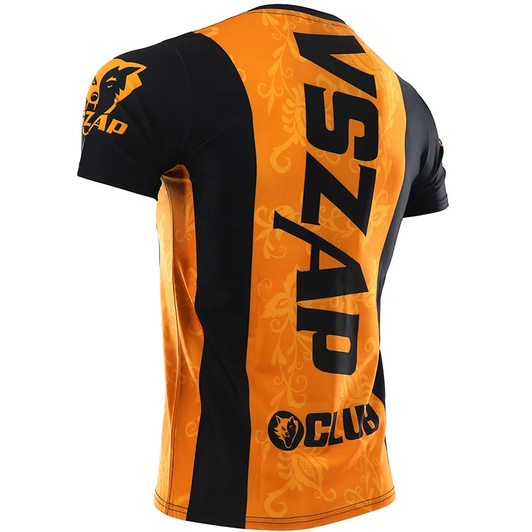 VSZAP Mma Rashguard Jiu Jitsu Fitness Kick Boxing T-shirt Muay Thai MMA męskie sportowe Sanda walki sztuki walki wiatr koszule