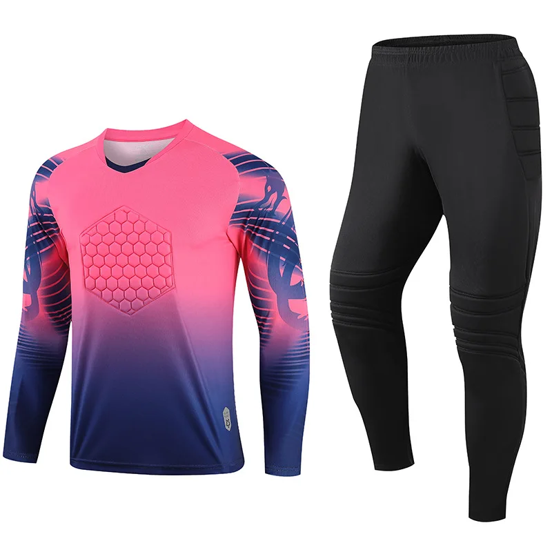 New Men's Adult Custom Soccer Goalkeeper Uniform Protective Sponge long Sleeve Training Football Goalkeeper Soccer Jersey