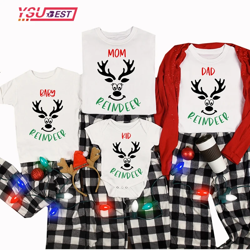 2021 Merry Christmas Family Look Funny Daddy Mommy Baby Casual Family Tshirt Matching Family Outfits Baby Romper Short Sleeve