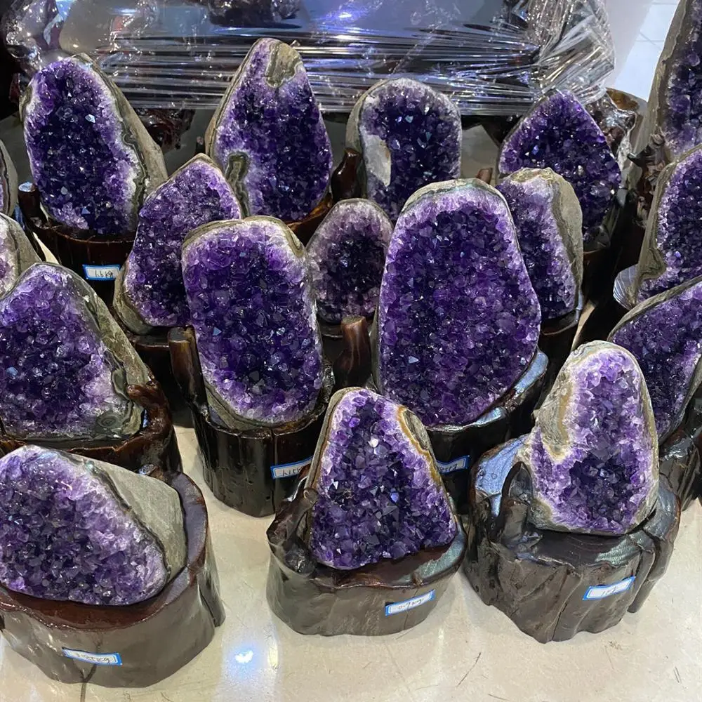 

Natural Amethyst Geode Quartz Cluster Crystal Specimen Energy Healing(Without The Base)