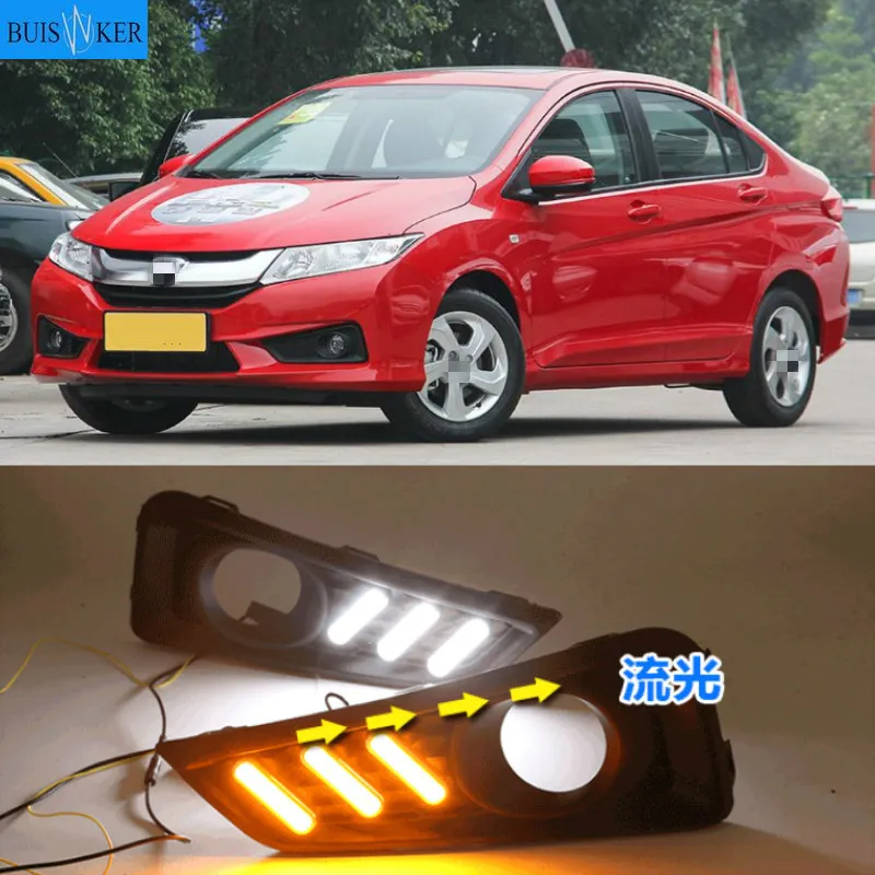 

1set For Honda City 2015 2016 DRL Daytime Running Light DRL with Turn signal fog lamp Relay Daylight car styling