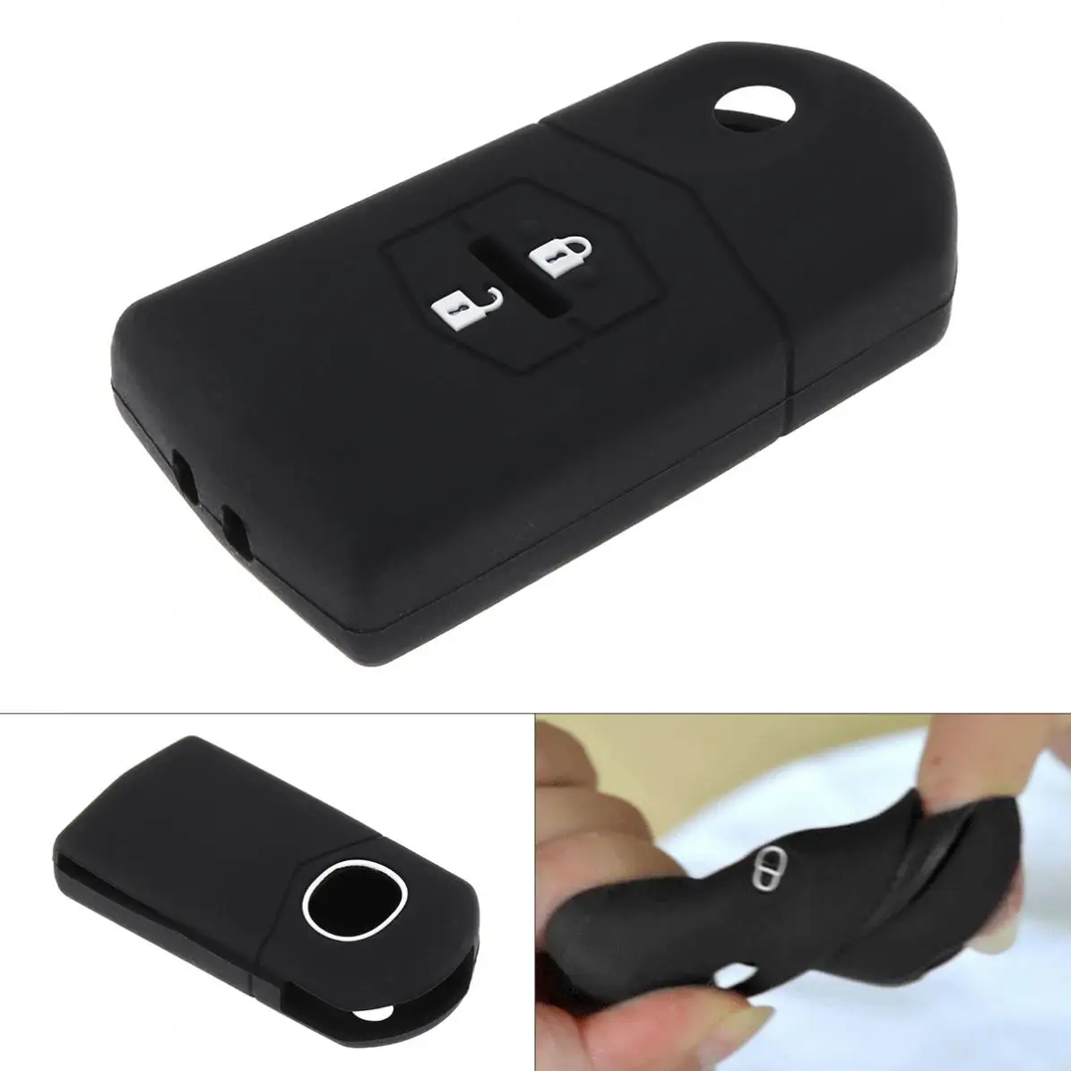 2 Buttons Silicone Flip Folding Car Key Case Protector Holder Fit for Mazda 2 3 5 6 BT50 CX-5 CX-7  RX8  CX-9