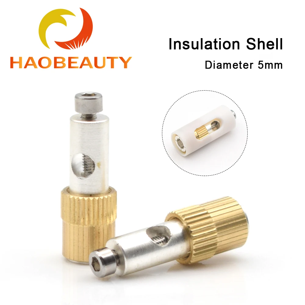 HaoBeauty Brass Joint Inner Dia.5mm 6mm Electrode End Chuck For Xenon Krypton Lamp 1064nm for Laser Welding Cutting Machine