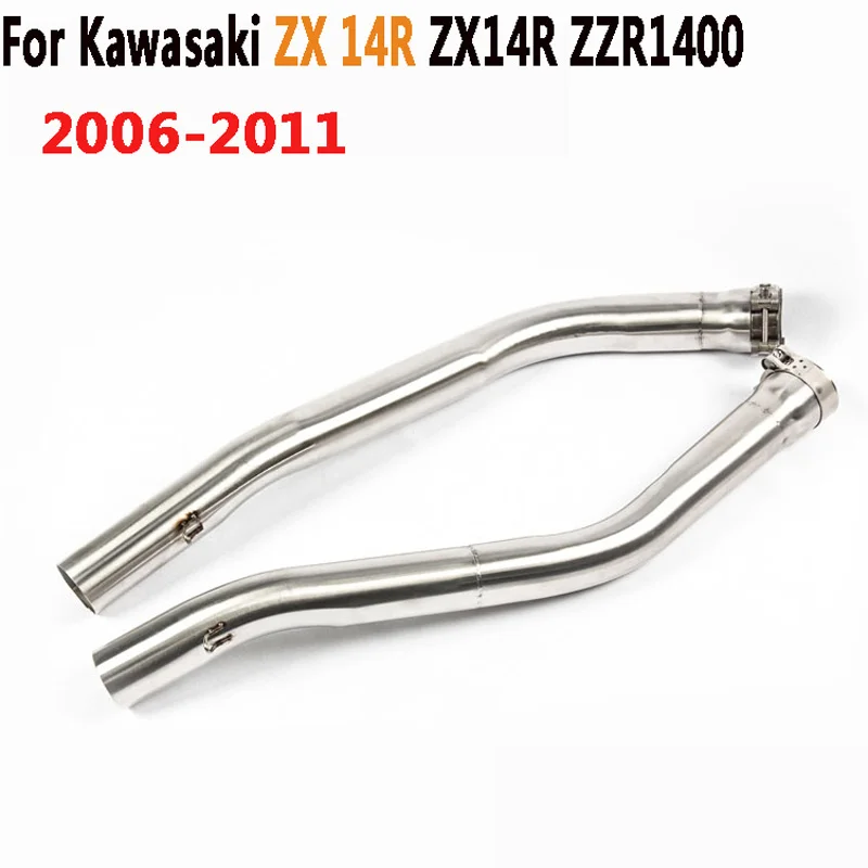 For Kawasaki ZZR1400 Ninja ZX14R 2006-2016 Stainless Mid Link Pipe Muffler Exhaust Pipe ZX-14R ZX 14R Full System Slip On