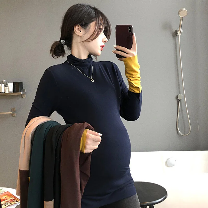 Maternal maternity breastfeeding suit autumn long sleeve stitching breastfeeding shirt casual  pregnant women T-shirt clothes