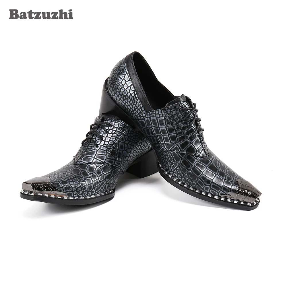 

Batzuzhi 6.5cm Heels High Men Shoes Pointed Toe Formal Leather Dress Shoes Men Lace-up Shoes for Men Party and Business