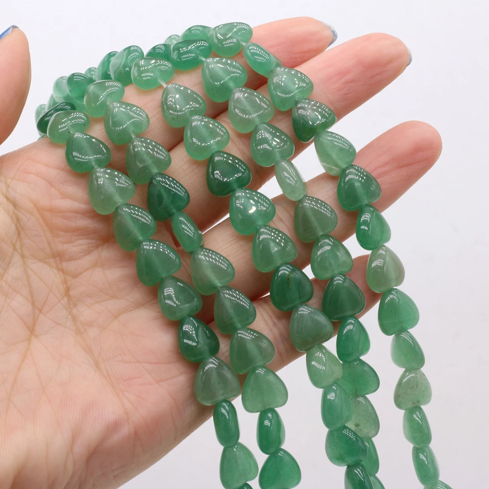 Natural Stone Beads Heart Shaped Green Aventurine  Loose Spacer Beaded For Jewelry Making DIY Bracelet Necklace Accessories