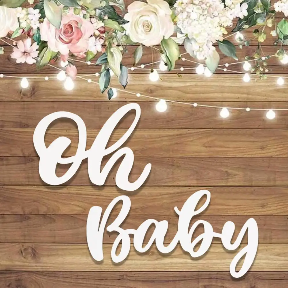 

HUIRAN Oh Baby Wooden Letter String Boy Girl Baby Shower Decoraion Birthday Party Decor Gender Reveal Party Wall Sign Supplies