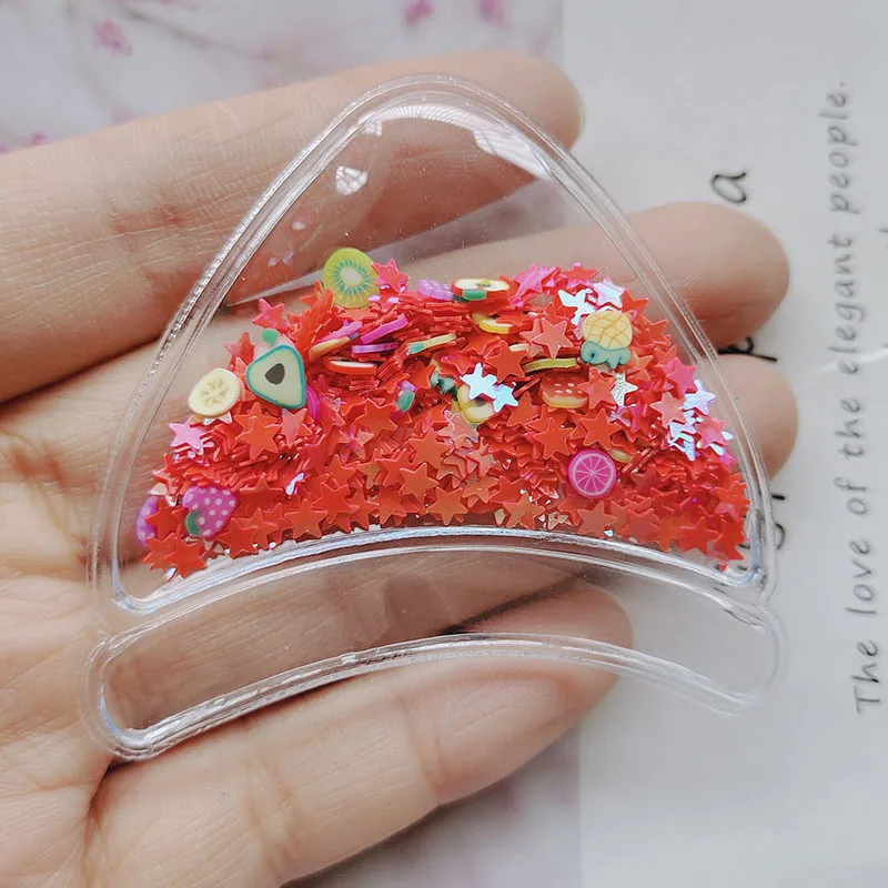 10pcs DIY flat back Quicksand Cat Ear Glitter Clear PVC Bow  for kids hair clip cover ornaments