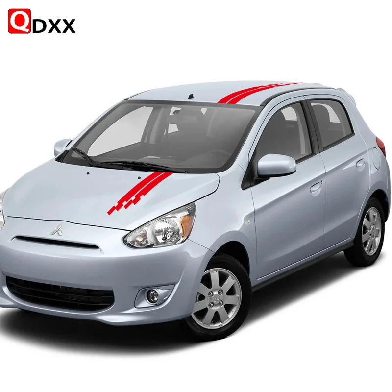 

2pcs Racing Sport Stripes For Mitsubishi MIRAGE Car Styling Body Vinyl Film Decals Accessories Auto Hood Roof Decor Stickers