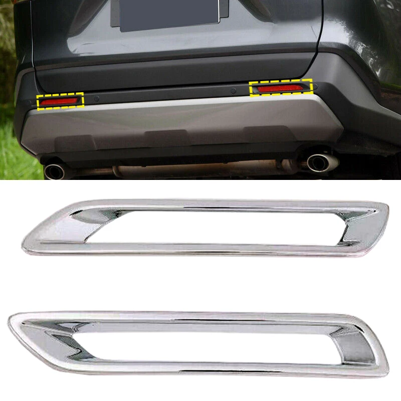 For Toyota Rav4 2019 2020 ABS Chrome /Carbon Fiber Rear Reflector Fog Light Lamp Cover Sticker Decoration Trim Accessories 2Pcs