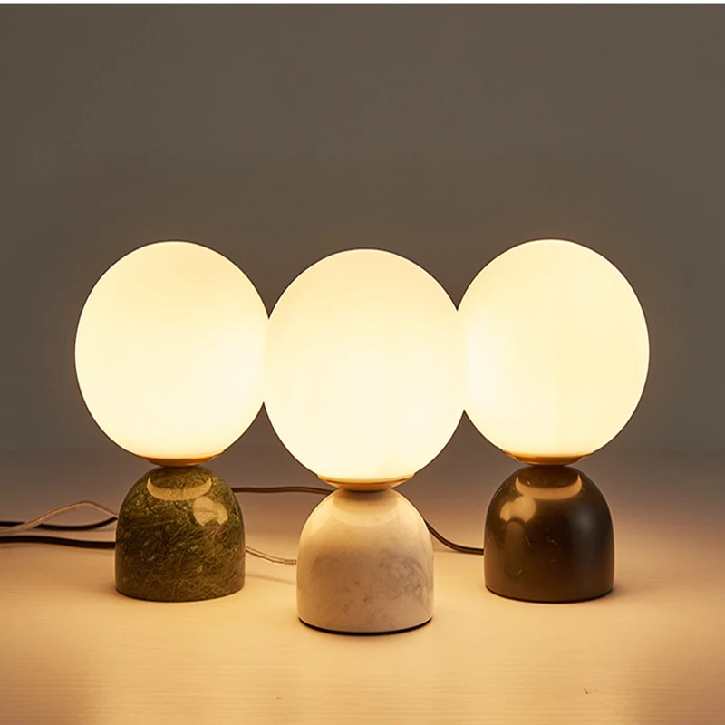 

Nordic Modern Minimalist Glass Table Lamp Creative Bedroom Bedside Study Room Decoration Personality Marble Small Lamp