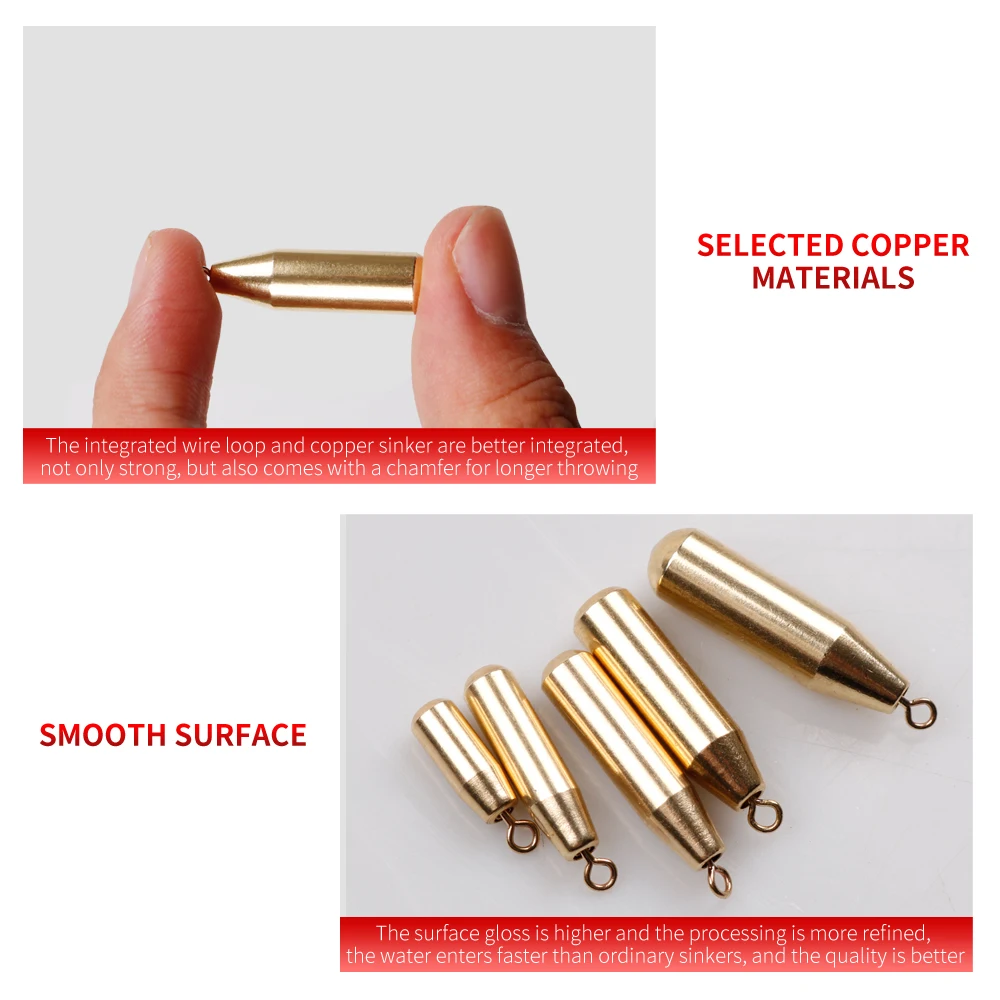 LUSHAZER 5pcs/lot cylinder shape copper Dropshot weight 1.8g 3.5g 5g 7g 10g drop shot sinker fishing weights Fishing Tackle