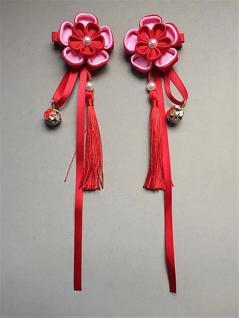 Épingle à cheveux Hanfu, 1 paire, fait à la main, Style ancien, accessoires pour cheveux pour enfants, accessoire de décoration quotidienne pour fille Cheongsam, pince à cheveux, cadeau