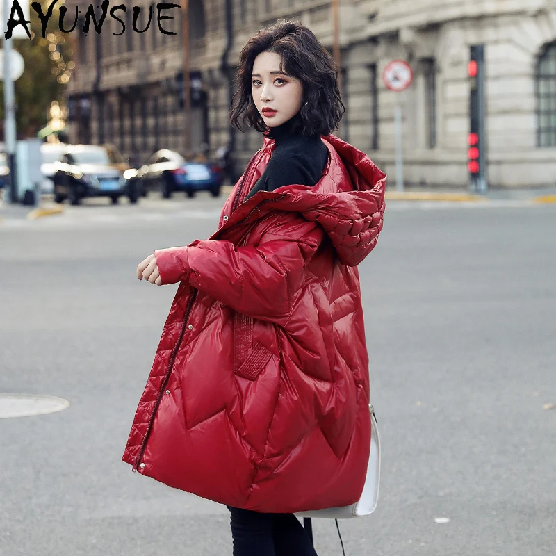 AYUNSUE 90% White Duck Down Jacket Women Warm Winter Puffer Coat Female Hooded Woman Parkas Thick Korean 2021 Mujer Chaqueta