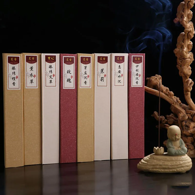 New Style Wormwood Incense Stick Box Package Aroma Incense Sandalwood Lavender Rose Jasmine Fragrance Incense