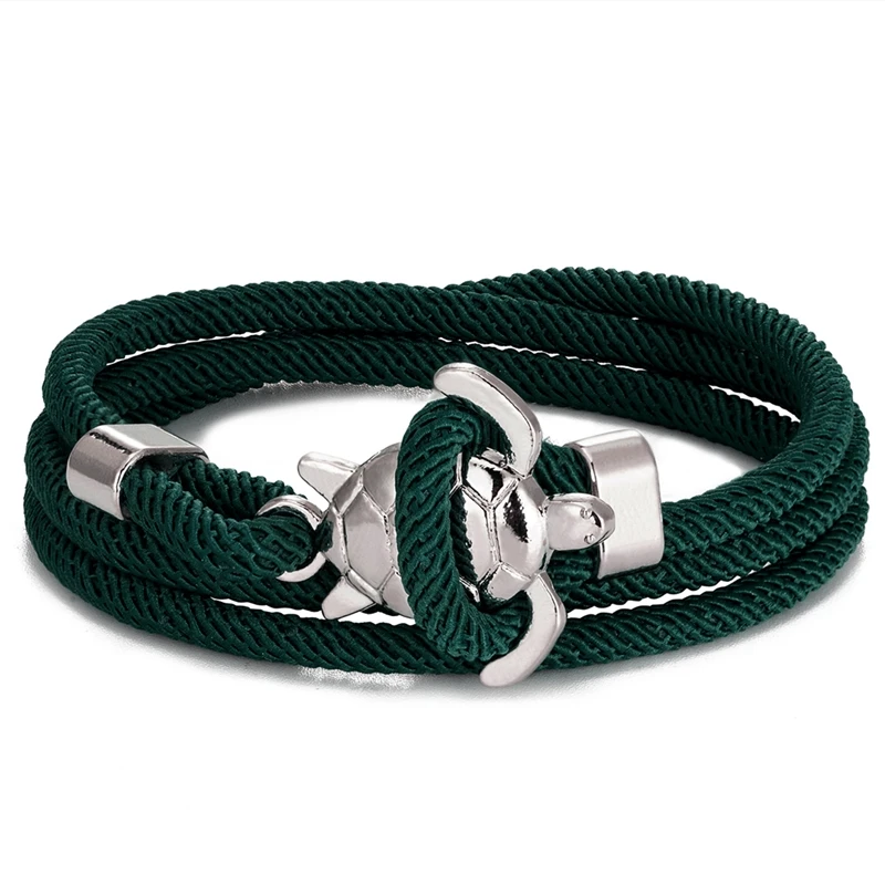 MKENDN Navy Stil Schildkröte Multilayer Milan Seil Armband Charms Seablue Seil Männer Frauen Strand Armband Einstellbare Schmuck Homme – Detail 9