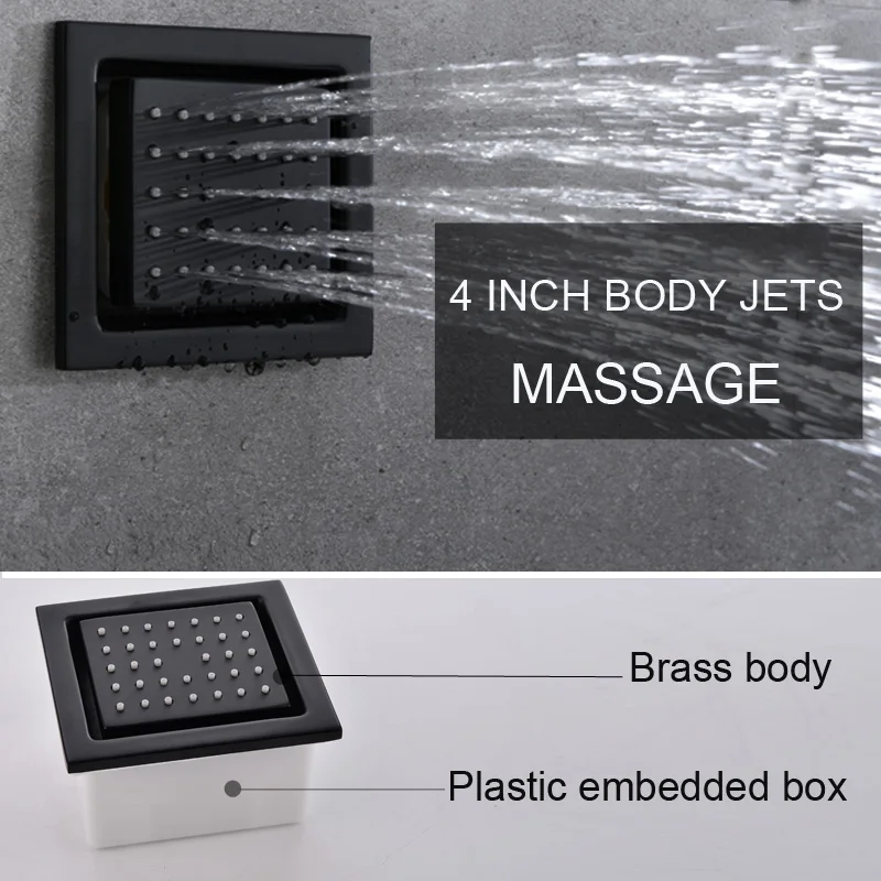 Imagem -04 - Led Black Shower Panel Grupo Chuvas no Teto Banheiro Massagem Jatos Corporais 360x500 mm Pol