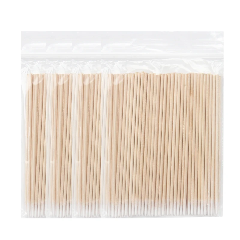 Disposable Ultra-small Cotton Swab Lint Free Micro Brushes Wood Cotton Buds Swabs Eyelash Extension Glue Removing Tools