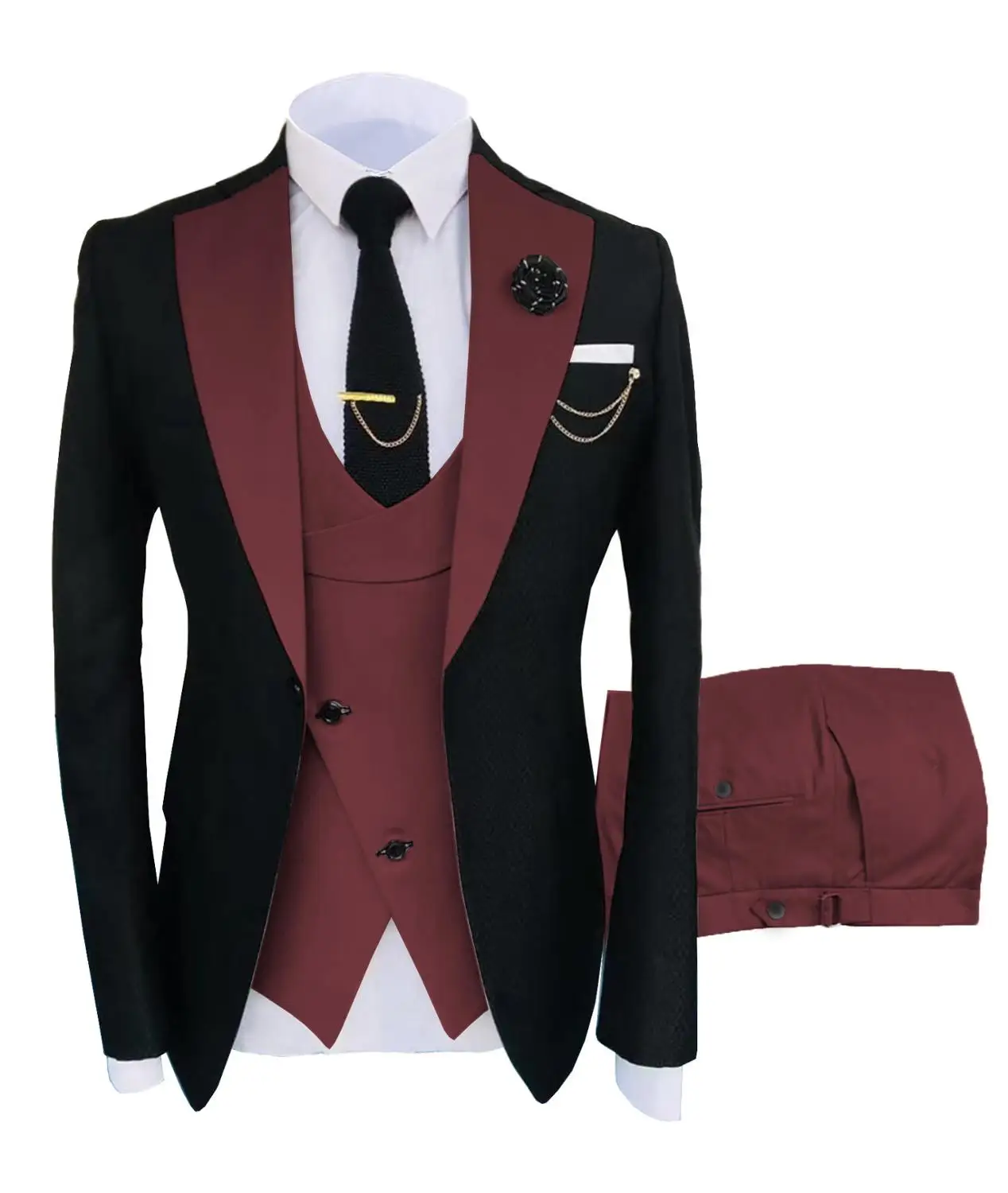 New Costume Homme Popular Clothing Luxury Party Stage Men\'s Suit Groomsmen Regular Fit Tuxedo 3 Peice Set Jacket+Trousers+Vest