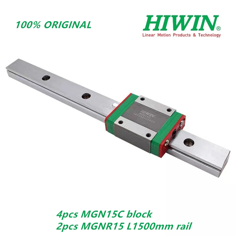 4pcs ORIGINAL HIWIN MGN15C Linear block and 2pcs Linear guide MGNR15 Length 1500mm rail