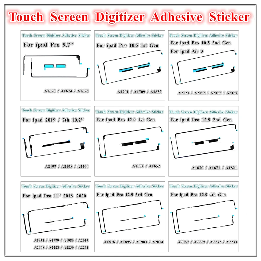 1Pcs Touch Screen Digitizer กาวกาวสติกเกอร์เทปสำหรับ iPad Pro 9.7 10.5 12.9 11 10.2นิ้ว1st 2nd 3rd 4th Gen