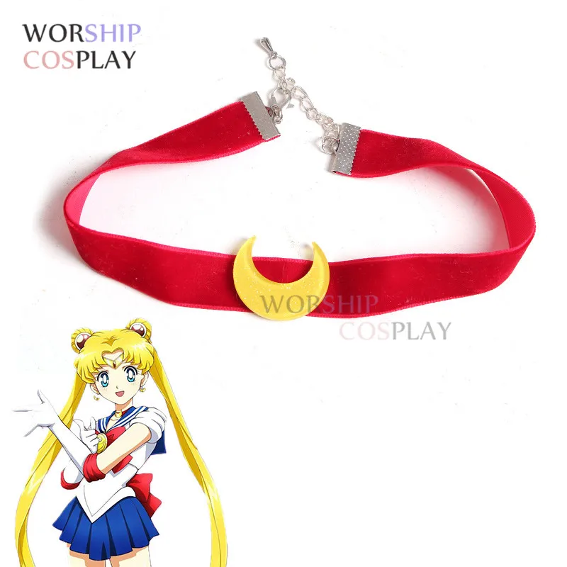 Luna Collar personalizado Collar de terciopelo cinturón Anime cosplay traje accesorios Prop