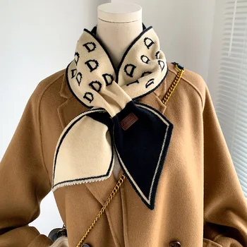 女性のニットスカーフ,新しいデザイン,高級ブランド,冬のスカーフ,長くて薄い,暖かい