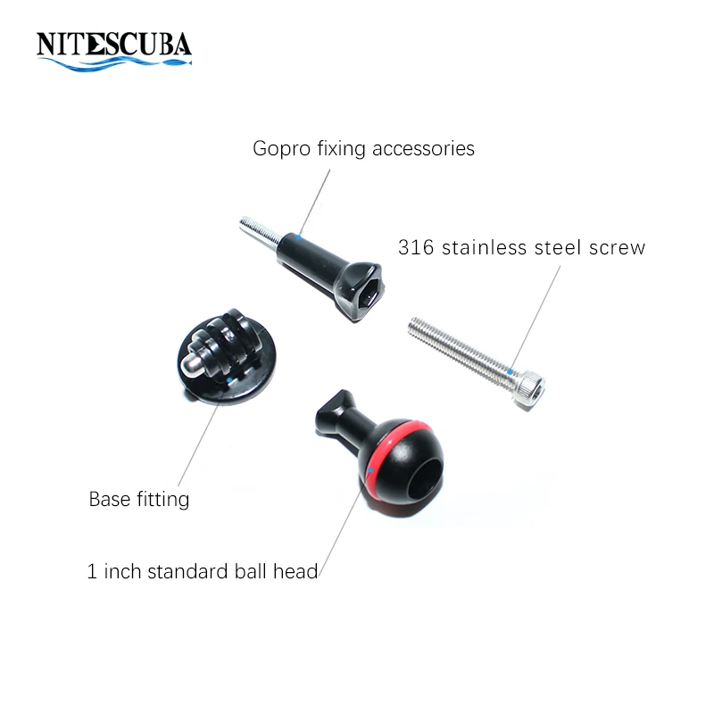 NiteScuba Diving Hotshoe Ball Adapter Mount For Gopro Housing Case Camera Holder Cold Shoe Tripod Underwater  Accessories