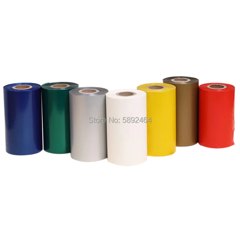 Color Barcode Printing Thermal Transfer Ribbons Wax 60 70 80 90 100 110mm 300m red blue green Yellow white Grey Golden Silvery