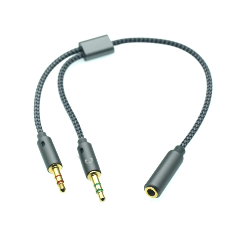 Zestaw słuchawkowy do laptopa 3.5mm 2 do 1 przewód do konwersji mikrofon do telefonu komórkowego Audio 3.5mm 1 do 2 rozszerzenie Adapter konwerter