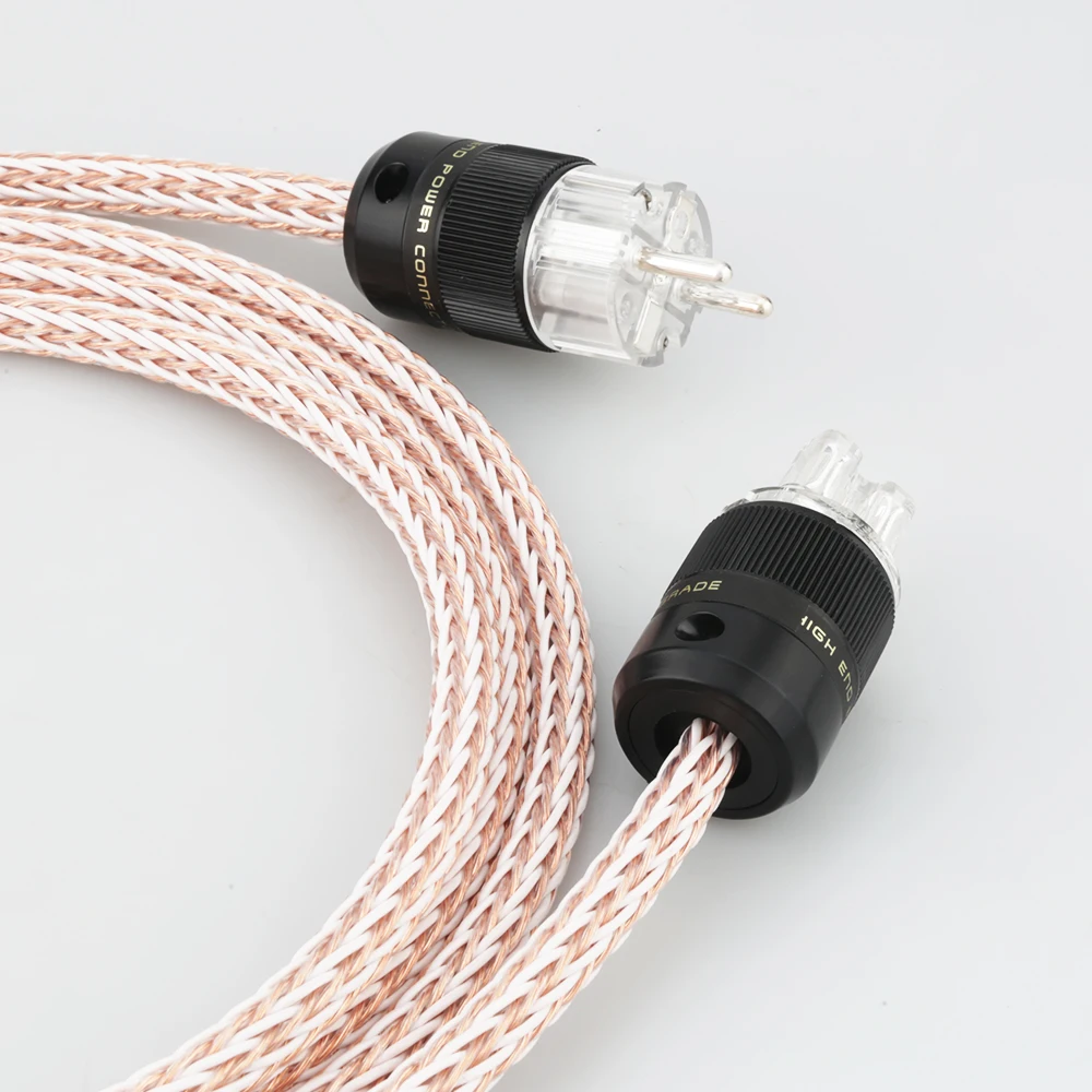 High Quality 6N OCC Hifi 12TC  Audiophile European AC Power Cord power cable Hi-End Schuko EUR Silver plated  Power Plug