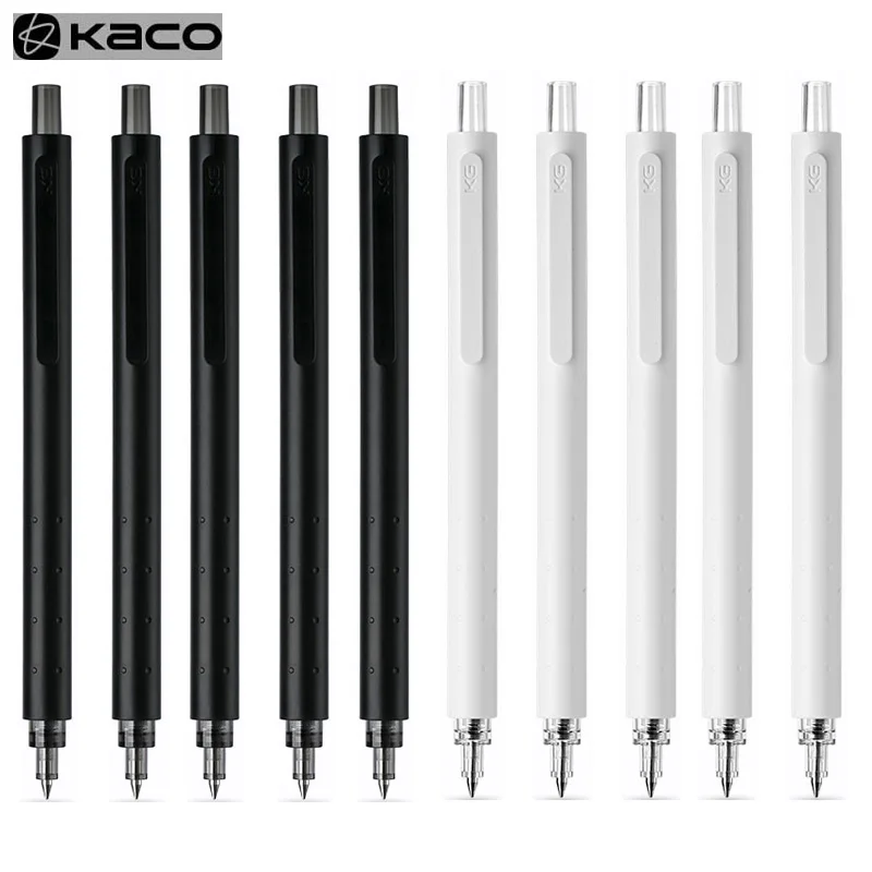 Youpin KACOGREEN ROCKET Gel Pen Simple Black White Pole 0.5mm Press Gel Pen Black ink Ballpoint Pen For School&Office