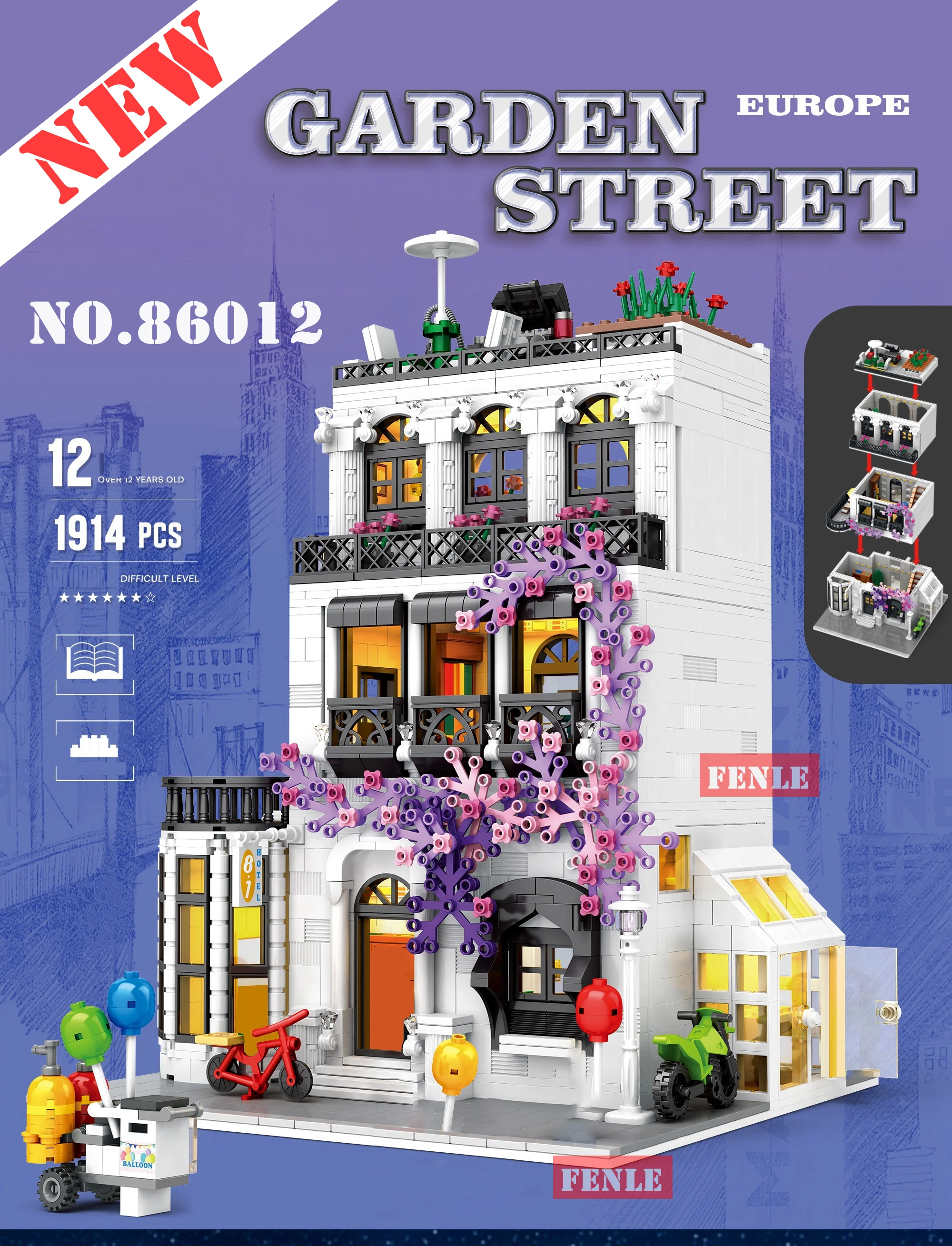 New Street View City Series Europe Style Small Town Garden Street Villa Advanced Model Building Blocks Bricks Education Toy Gift