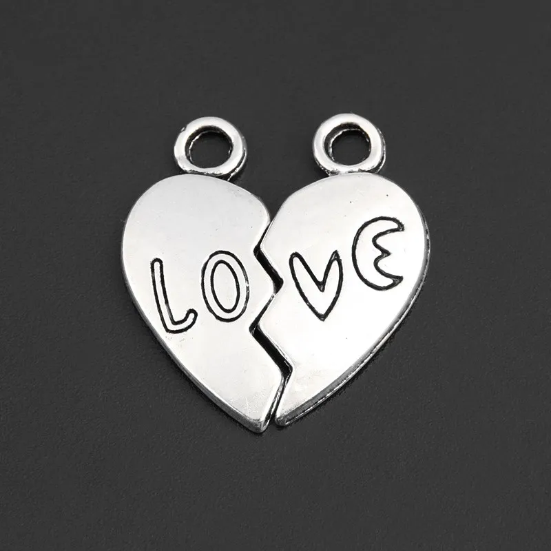 10sets(20pcs) Silver Color 23x21mm Heart Jigsaw Puzzle Charms Love Pendant Fit DIY Jewelry Making Handcrafted Accessories