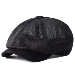 New mesh traspirante cappello da strillone uomo donna primavera estate cappello da berretto retrò moda cappelli casual unisex berretto ottagonale selvaggio cappellino visiera