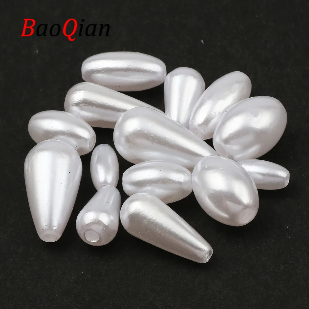 White Drop Shape Oval Imitation Pearls For Jewelry Making Diy Charm Necklace Bracelet Loose Spacer Beads Accessories