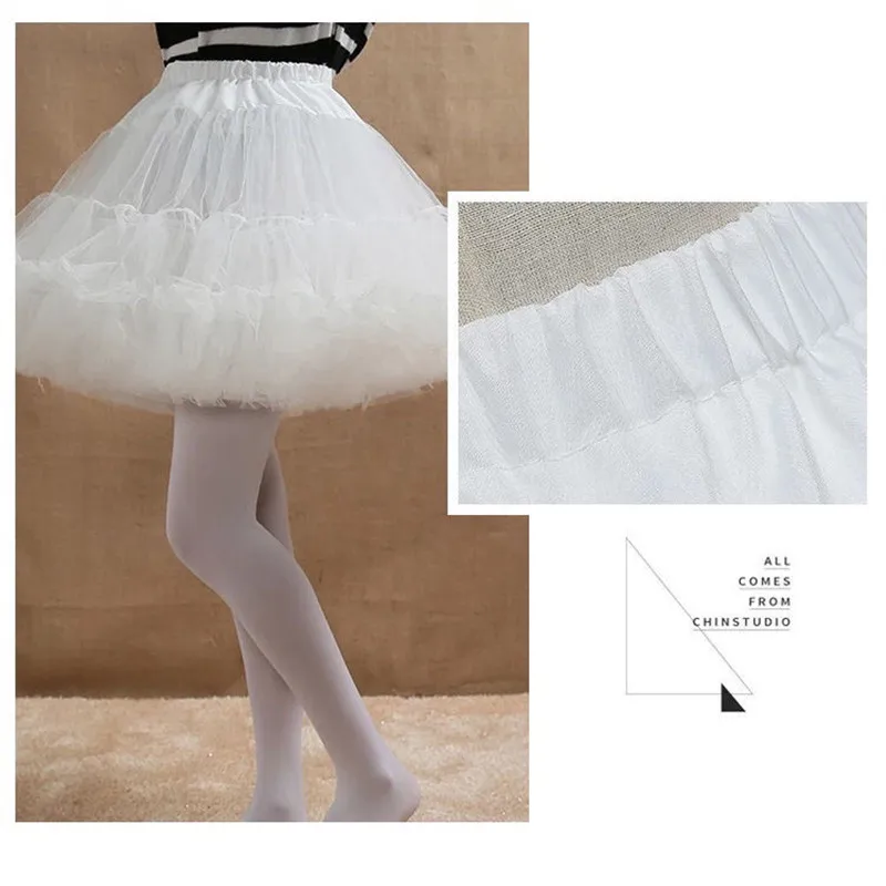 Rok Pendek Berkerutan Wanita Perempuan Rok Tutu Gelembung Lembut Warna Putih Solid Rok Bawahan Crinoline Prom Setengah Slip Tanpa Lingkaran