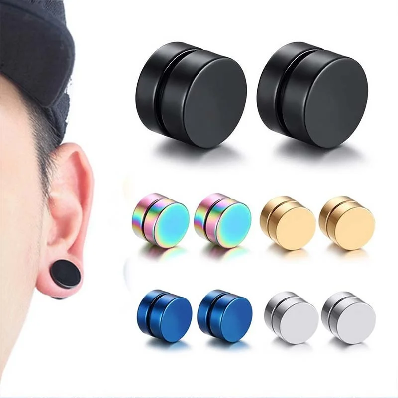 

Round Beautiful Circle Non Piercing 1PC Strong Magnet Magnetic Mens Ear Clip about 6mm/8mm/10mm/12mm Girls Earrings 5 Colors