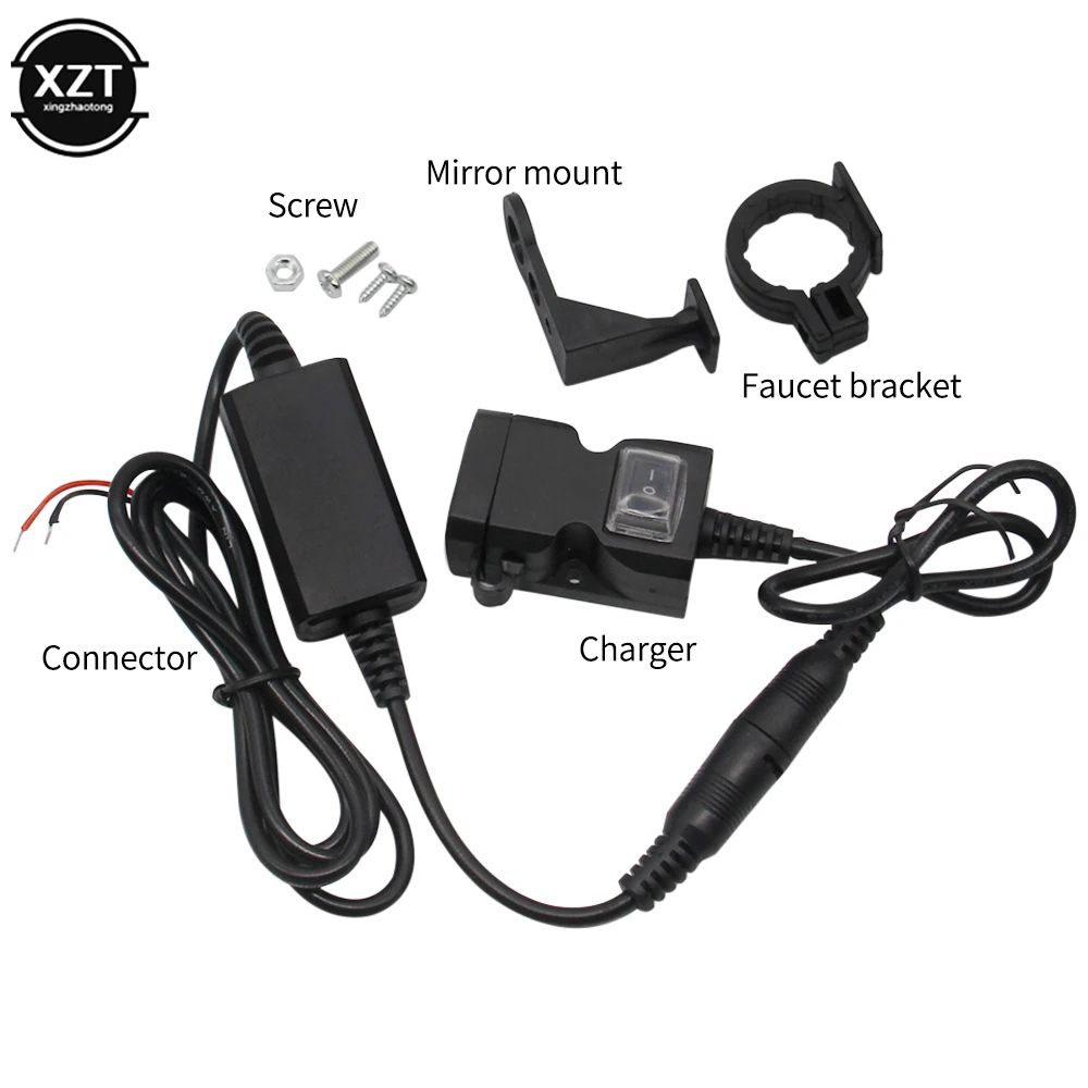 Dual USB Port 12V Waterproof Motorbike Motorcycle Handlebar Charger 5V 1A/2.1A Adapter Power Supply Socket for Phone Mobile