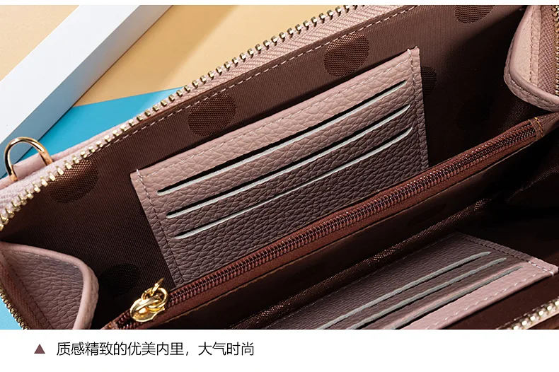 Women Mini Shoulder Bag Soft PU Leather Small Purse Long Money Wallet Mobile Phone Multifunction Credit Card Holder For Girls